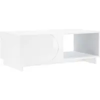 vidaXL Table basse, blanc brillant, 95 x 50,5 x 35 cm, matériau composite en bois