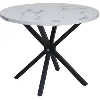 StarTech.com Table nordique - Table ronde en verre - Plateau imitation marbre - Structure en métal - Pour 4 personnes - Blanc et noir