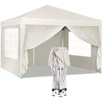 BellaFurn Pavillon pop-up étanche, dimensions 3 x 3 mètres, couleur beige, dimensions : 3x3x250-258 cm