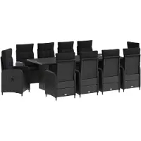 Syfax Ensemble de table d'extérieur, 11 pièces, en résine tressée noire