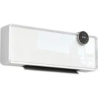 HOMCOM Chauffage mural en céramique 1000/2000W, radiateur électrique, ventilateur, thermostat, programmable hebdomadaire, oscillation, détection de fenêtre ouverte, minuterie 24 H, télécommande, blanc