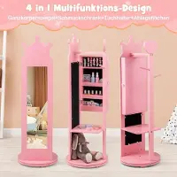 Northix Armoire à bijoux pour enfants 4 en 1, armoire à miroir rotative à 360° avec miroir sur toute la longueur rose