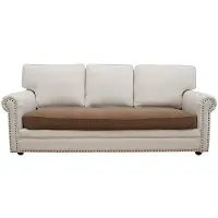 OEM Housse de canapé extensible marron clair - pour canapé 3 places - élastique - longueur 165-200 cm - 1 pièce