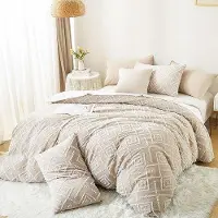 Famanu Parure de lit bohème, 135 x 200 cm, kaki, avec microfibre, style shabby chic, réversible, avec fermeture éclair et taie d'oreiller 80 x 80