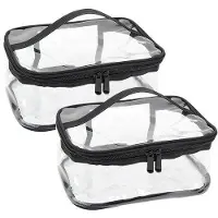 OEM Lot de 2 trousses de voyage imperméables en PVC, trousse de maquillage avec boucle pour hommes et femmes