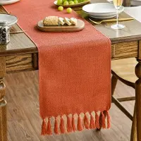 OEM Chemin de table d'automne rustique orange terracotta, décoration de table de cuisine lavable, 33 x 183 cm