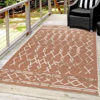 Famanu Tapis d'extérieur résistant aux intempéries, effet 3D, Boho Terra, 80 x 150 cm, pour l'intérieur et l'extérieur