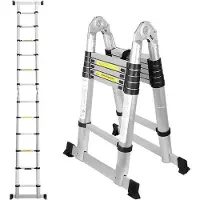 OEM Échelle pliante en aluminium avec fonction télescopique - Hauteur de travail - Convient à un usage privé et professionnel - Charge maximale : 150 kg