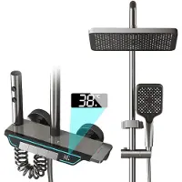 OEM Ensemble de douche à effet de pluie, thermostat intelligent, système de contrôle réglable, couleur gris armée