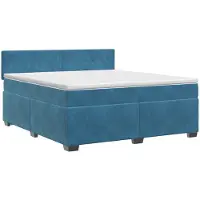 Syfax Lit boxspring avec matelas bleu foncé 140 x 190 cm velours