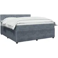 vidaXL Lit boxspring avec matelas gris foncé 180 x 200 cm velours