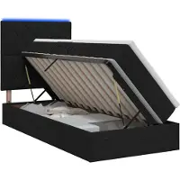 vidaXL Lit coffre à LED avec matelas, noir, 100 x 200 cm, tissu