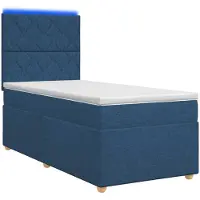 Syfax Lit boxspring avec matelas avec tête de lit bleu 100 x 200 cm tissu