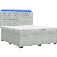 Syfax Lit Boxspring avec matelas gris clair 180 x 200 cm velours