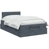 vidaXL Coffre de lit avec matelas et éclairage LED, gris foncé, 120 x 190 cm, revêtement en velours