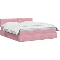 vidaXL Lit coffre LED avec matelas, rose, 180 x 200 cm, velours