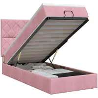 vidaXL Coffre de lit avec matelas et repose-tête, rose, 90 x 190 cm, velours