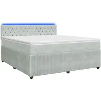 Syfax Lit Boxspring avec matelas gris clair 140 x 190 cm velours