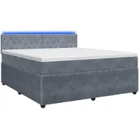 vidaXL Lit boxspring avec matelas gris foncé 140 x 190 cm velours
