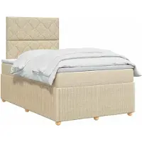vidaXL LED Lit Boxspring avec matelas Crème 120 x 190 cm Tissu