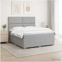 vidaXL Lit boxspring avec matelas gris clair 160 x 200 cm Tissu