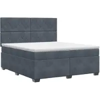 Syfax Lit Boxspring avec matelas gris foncé 180 x 200 cm velours
