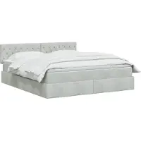 vidaXL Lit coffre à LED avec matelas, gris clair, 140 x 200 cm, velours