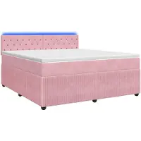Syfax Lit boxspring avec matelas avec tête de lit rose 160 x 200 cm velours