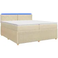 Syfax Lit Boxspring avec matelas Crème 200 x 200 cm Tissu