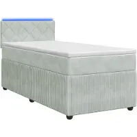 Syfax Lit Boxspring avec matelas Gris clair 100 x 200 cm Velours