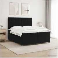 vidaXL Lit boxspring avec matelas noir 200 x 200 cm velours
