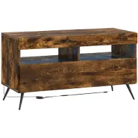 vidaXL Meuble TV LED en bois imitation chêne fumé