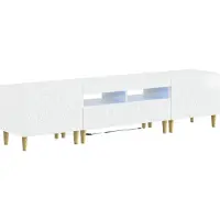 vidaXL : Meuble TV LED, 5 pièces, blanc brillant, fabriqué en bois composite