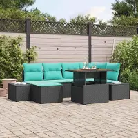 Prolenta Maison Exclusive - Ensemble de salon de jardin, 7 pièces, en résine tressée noire