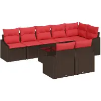 vidaXL Ensemble de salon , 9 pièces, marron [Matériau synthétique] : rotin synthétique