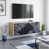 Prolenta Meuble TV mural exclusif - Modèle DOKKUM, dimensions : 102 x 33 x 40 cm, finition chêne Sonoma