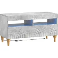 Syfax Meuble TV LED, couleur gris béton, matériau composite en bois