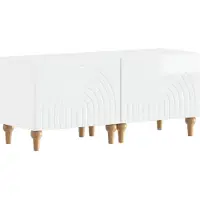 vidaXL : Meuble TV haut de gamme, blanc brillant, en panneaux de particules