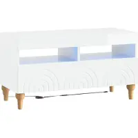 vidaXL , étagère LED pour télévision, 3 pièces, blanc brillant, matériau composite