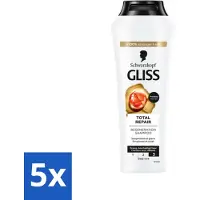 Schwarzkopf Gliss Shampooing - Total Repair - Pour une restauration intensive des cheveux - 250 ml - Pack avantage - 5 pièces