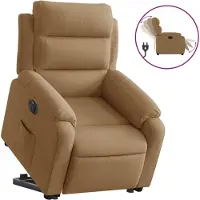 vidaXL Fauteuil relax électrique marron en velours, idéal pour faciliter le lever