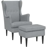 vidaXL : 2 fauteuils avec repose-pieds, tissu gris clair