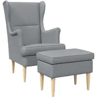 vidaXL : 2 fauteuils avec repose-pieds, tissu gris clair