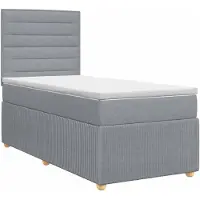 vidaXL Lit boxspring avec matelas gris clair 90 x 200 cm Tissu