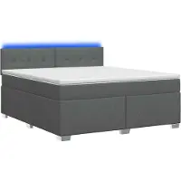 Syfax Lit avec sommier à ressorts, matelas et éclairage LED, couleur gris foncé, dimensions 160 x 200 cm