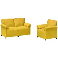 vidaXL Ensemble de canapés 2 pièces, couleur jaune, revêtement en velours