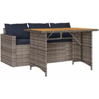 vidaXL Ensemble de jardin 2 pièces avec coussins Gris Poly rotin