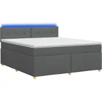 Syfax Lit boxspring avec matelas gris foncé 140 x 190 cm Tissu