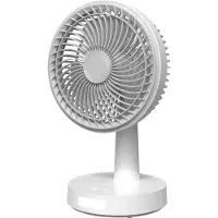 Platinet - Ventilateur de bureau rechargeable 2 x 1 500 mAh, 9 W, avec éclairage LED, blanc, Ventilateur, Blanc