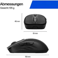 HP Souris sans fil 705, compatible avec les droitiers et les gauchers, Bluetooth + USB Type-A, 6000 DPI, noire